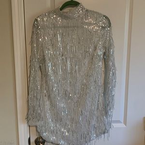 Fringe sequin silver dress (A12)